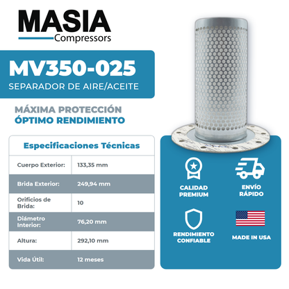 1615-6546-00 Filtro Separador Compatible con Atlas Copco