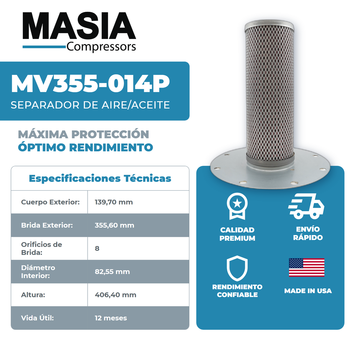 5040355 Filtro Separador Compatible con Mechanequip