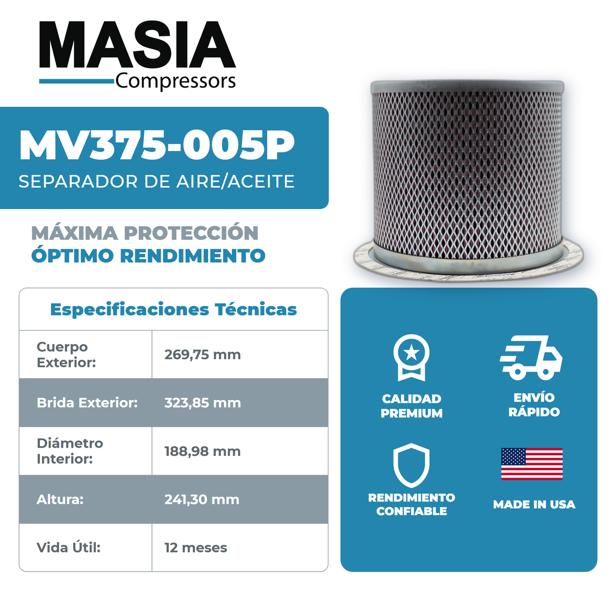 9111310 Filtro Separador Compatible con Mechanequip