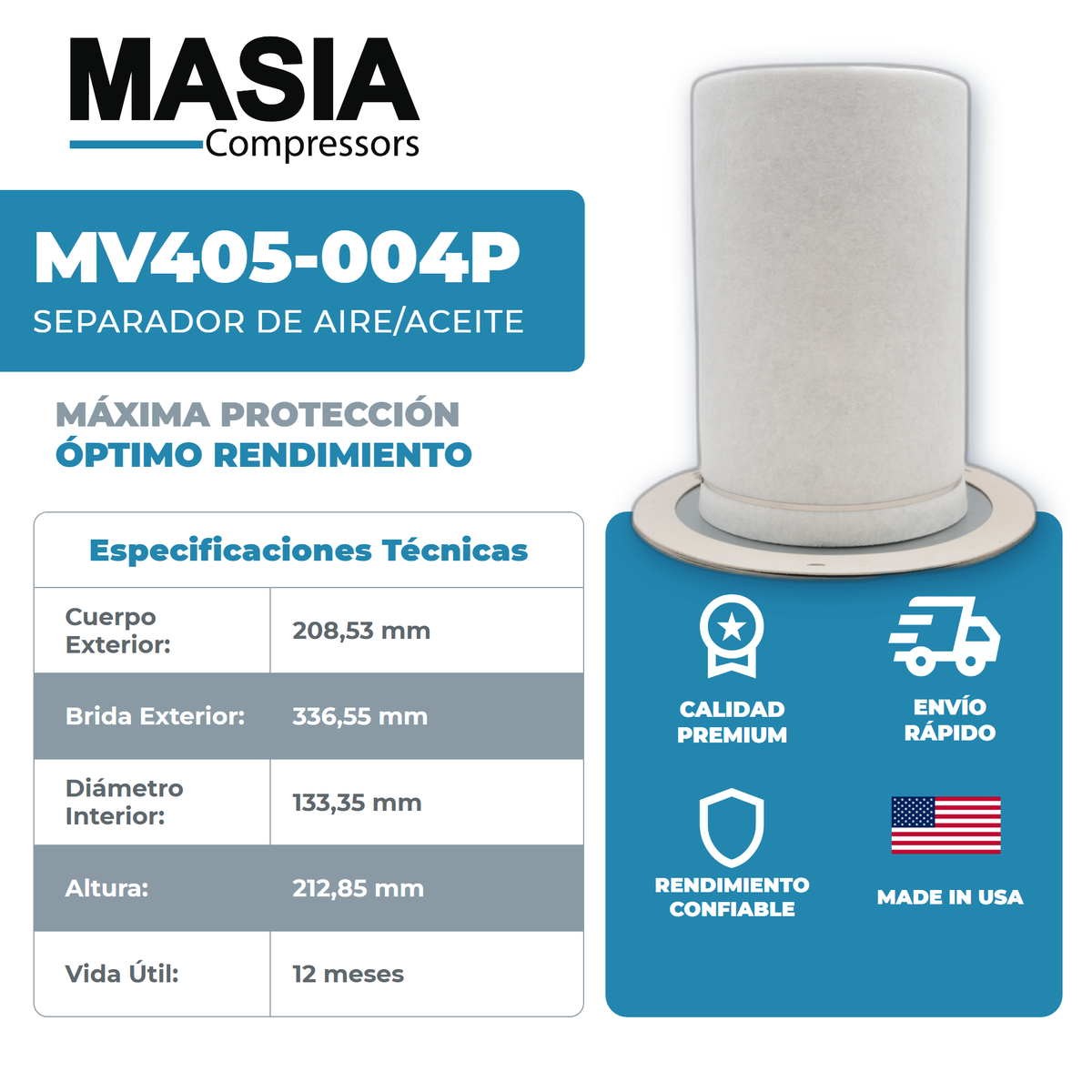 MV405-004P Filtro Separador Masia Compressors