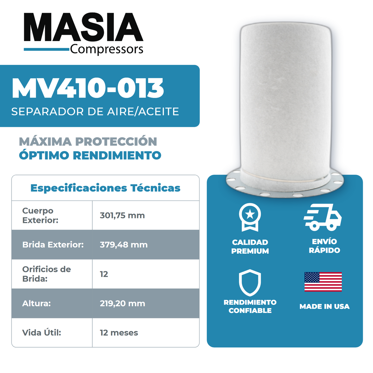 6.3571.0 Filtro Separador Compatible con Kaeser