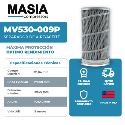 408167-005 Filtro Separador Compatible con Sullair