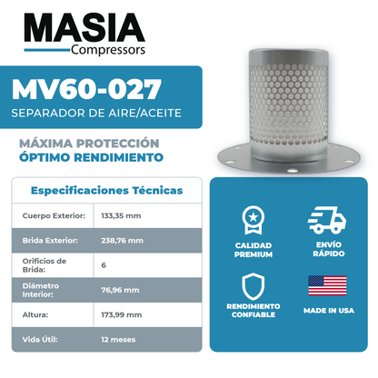MV60-027 Filtro Separador Masia Compressors
