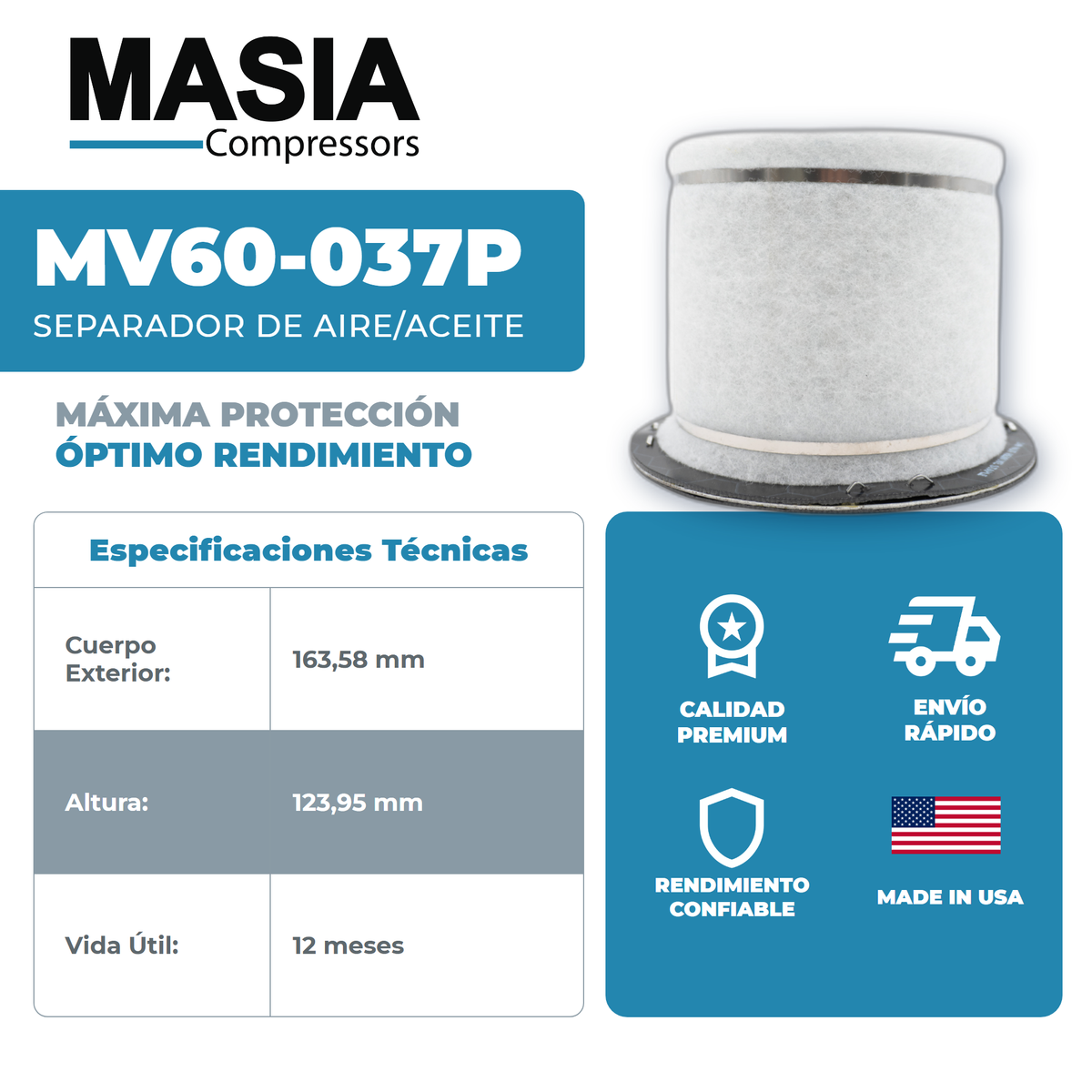 86204318 Filtro Separador Compatible con Ingersoll Rand