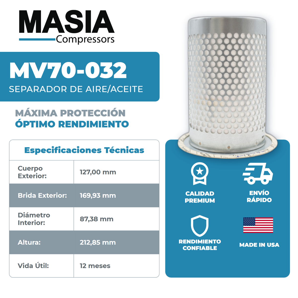 49 001 52 132 Filtro Separador Compatible con Mann Filter