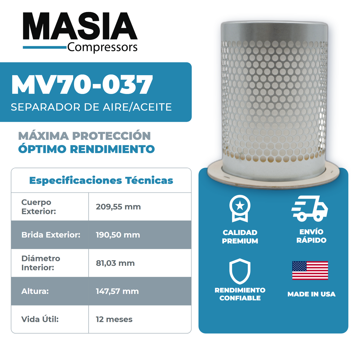 43-1022 Filtro Separador Compatible con Compair