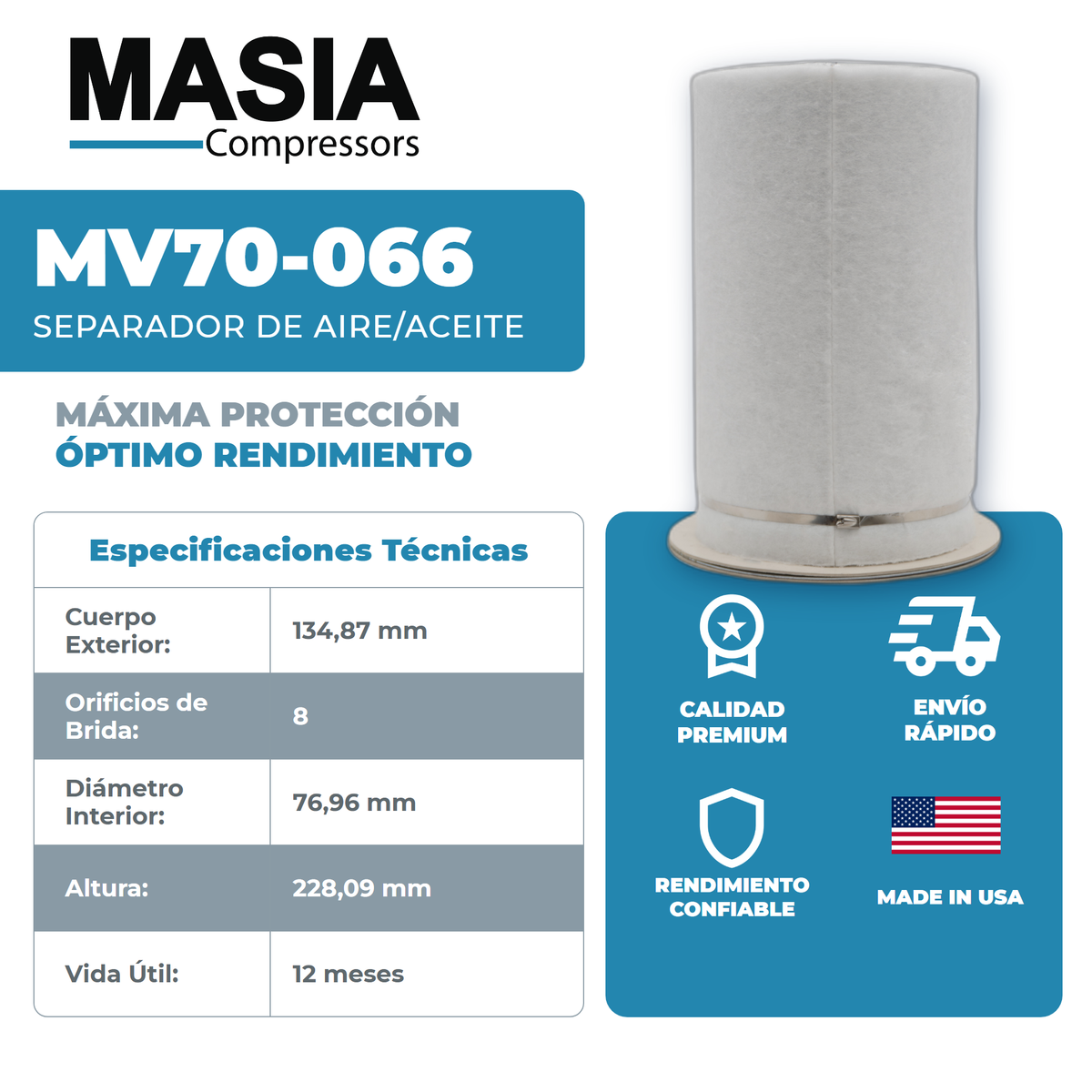 6.3671.0 Filtro Separador Compatible con Kaeser