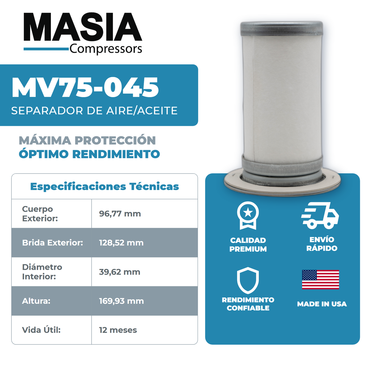 6.3792.0 Filtro Separador Compatible con Kaeser