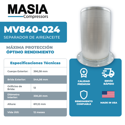 MV840-024 Filtro Separador Masia Compressors