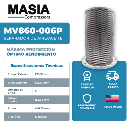 MV860-006P Filtro Separador Masia Compressors