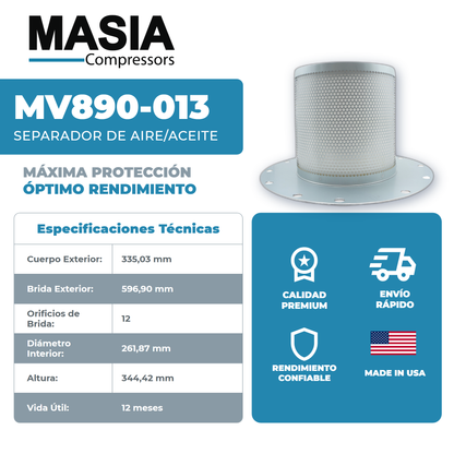 1621-9385-99 Filtro Separador Compatible con Atlas Copco