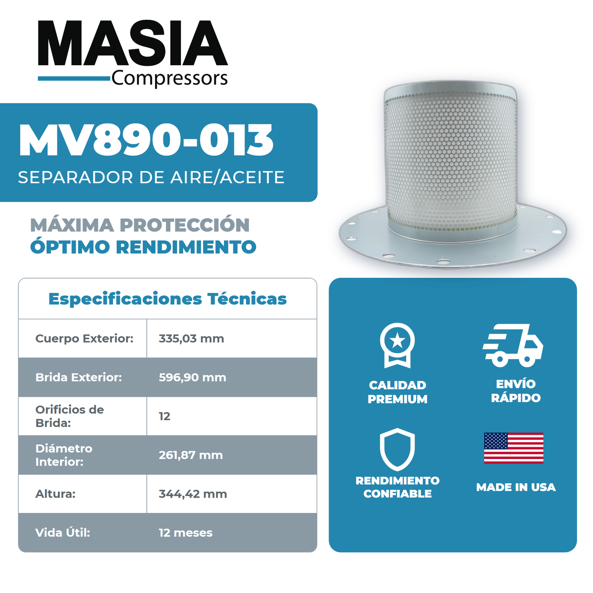 10019385 Filtro Separador Compatible con Mechanequip