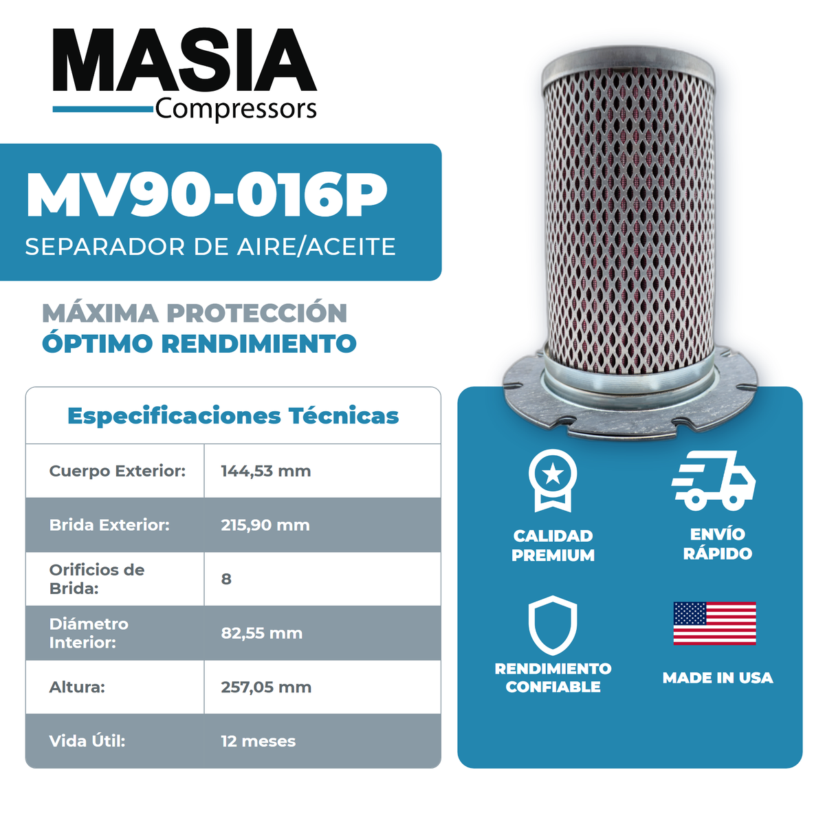 KB08000-019 Filtro Separador Compatible con Sullivan Palatek