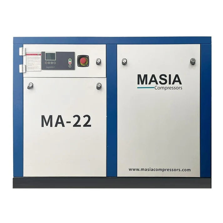 Compresor de Aire Industrial Masia de Tornillo 30 HP | 220V, Trifásico, 128 CFM, 145 PSI, 10 Bar
