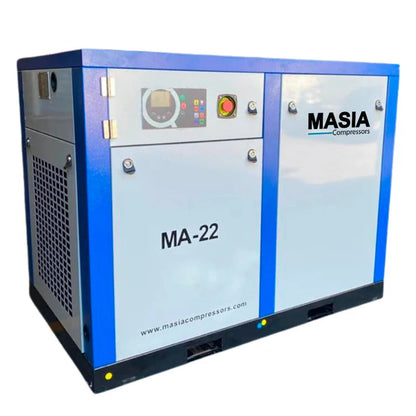 Compresor de Aire Industrial Masia de Tornillo 30 HP | 220V, Trifásico, 128 CFM, 145 PSI, 10 Bar